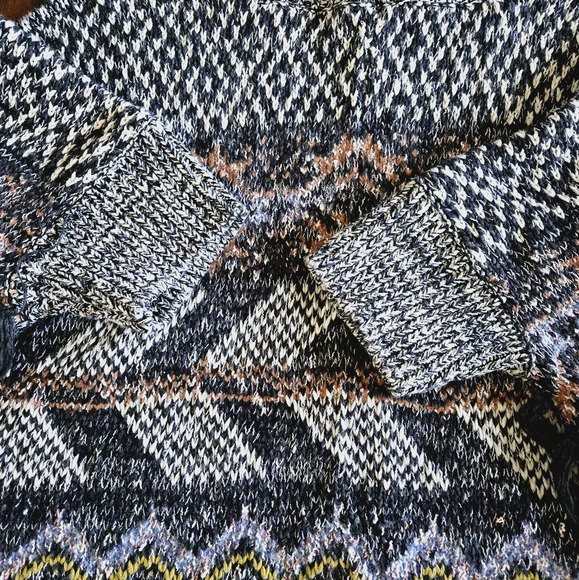 Pilcro x Anthropologie MAGDA KNIT Black Geometric Pullover Poncho Size M/L - Picture 6 of 13